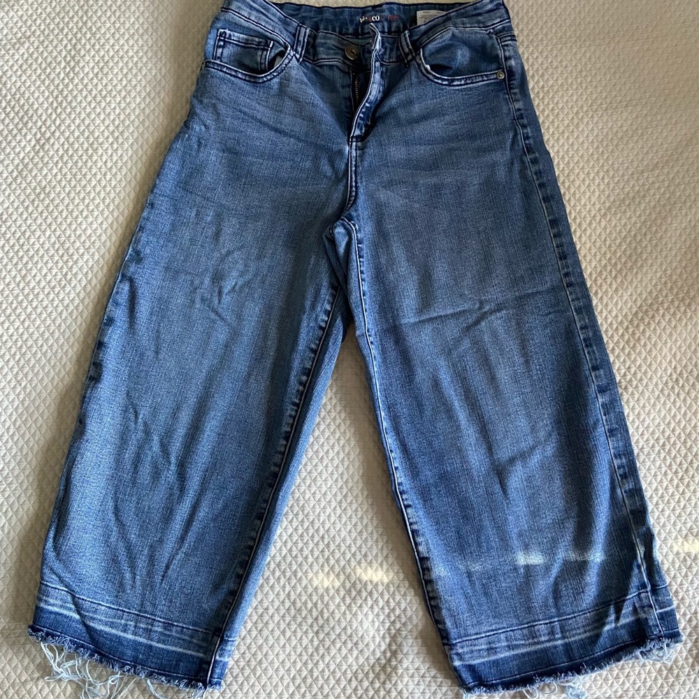 High waist denim culottes